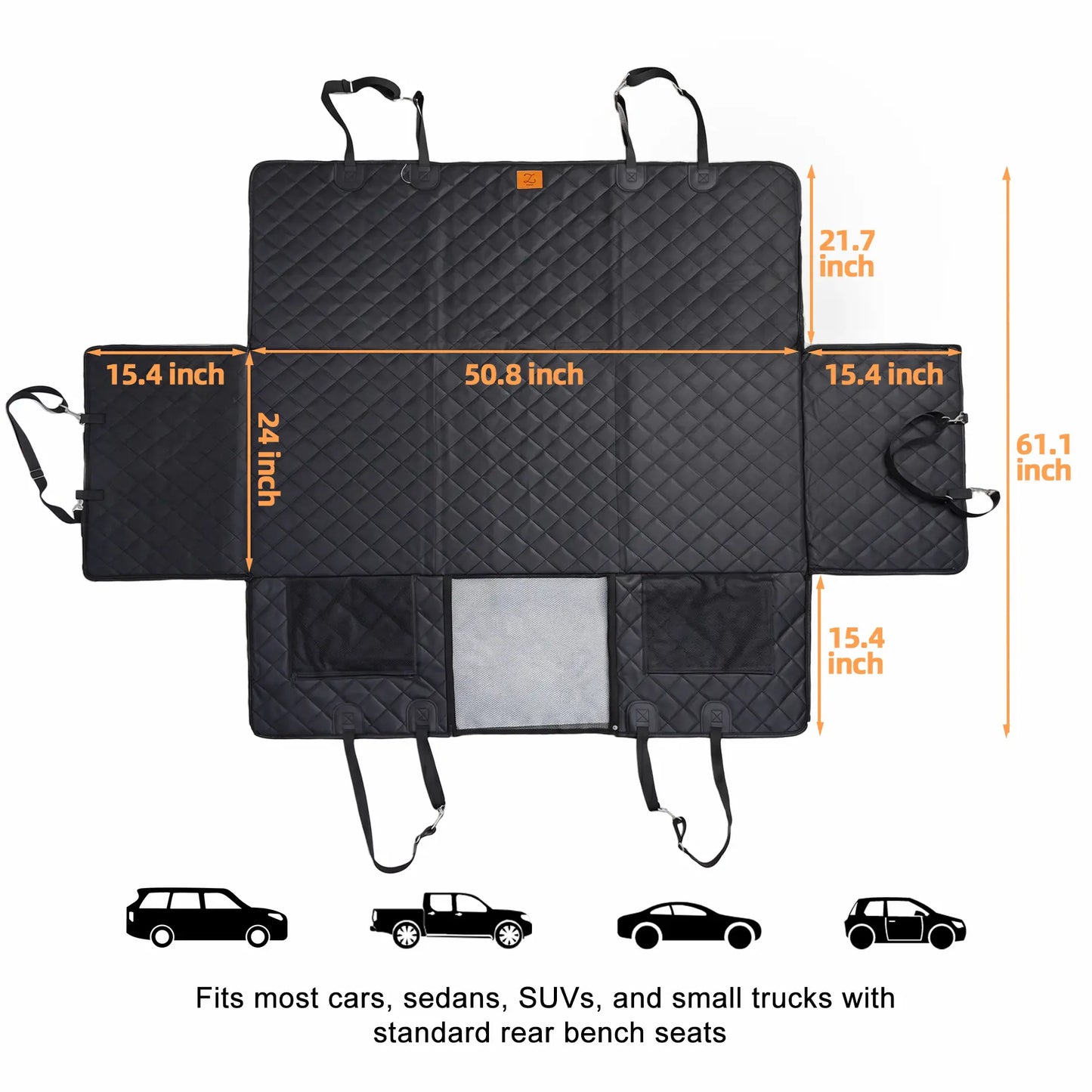 Waterproof Pet Car Hammock with Mesh Window