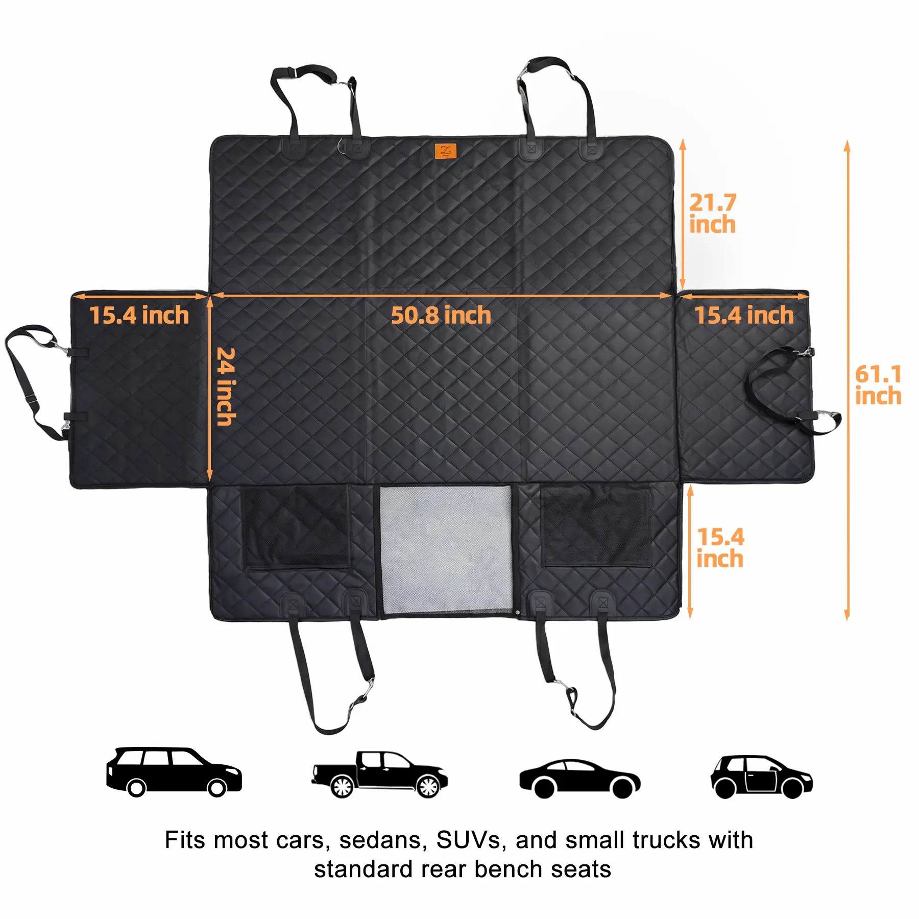 Waterproof Pet Car Hammock with Mesh Window