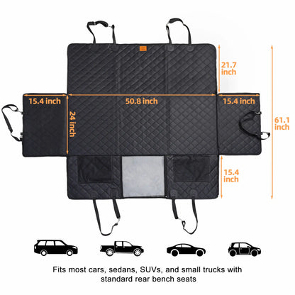 Waterproof Pet Car Hammock with Mesh Window