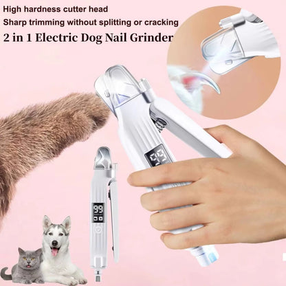 2 in 1 Electric Pet Nail Trimmer & Grinder with LED Light