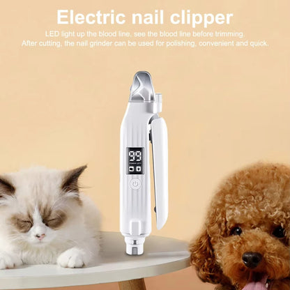 2 in 1 Electric Pet Nail Trimmer & Grinder with LED Light