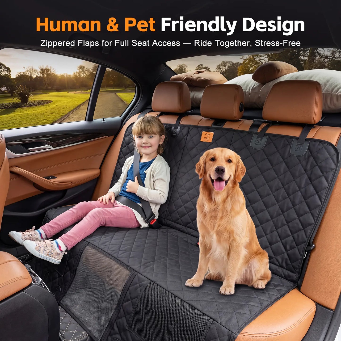 Waterproof Pet Car Hammock with Mesh Window