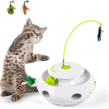Motion Activated Cat Toy 3-In-1 Spinning Butterfly Rolling Ball & Shooting Ribbon Interactive