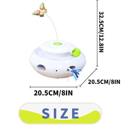Motion Activated Cat Toy 3-In-1 Spinning Butterfly Rolling Ball & Shooting Ribbon Interactive
