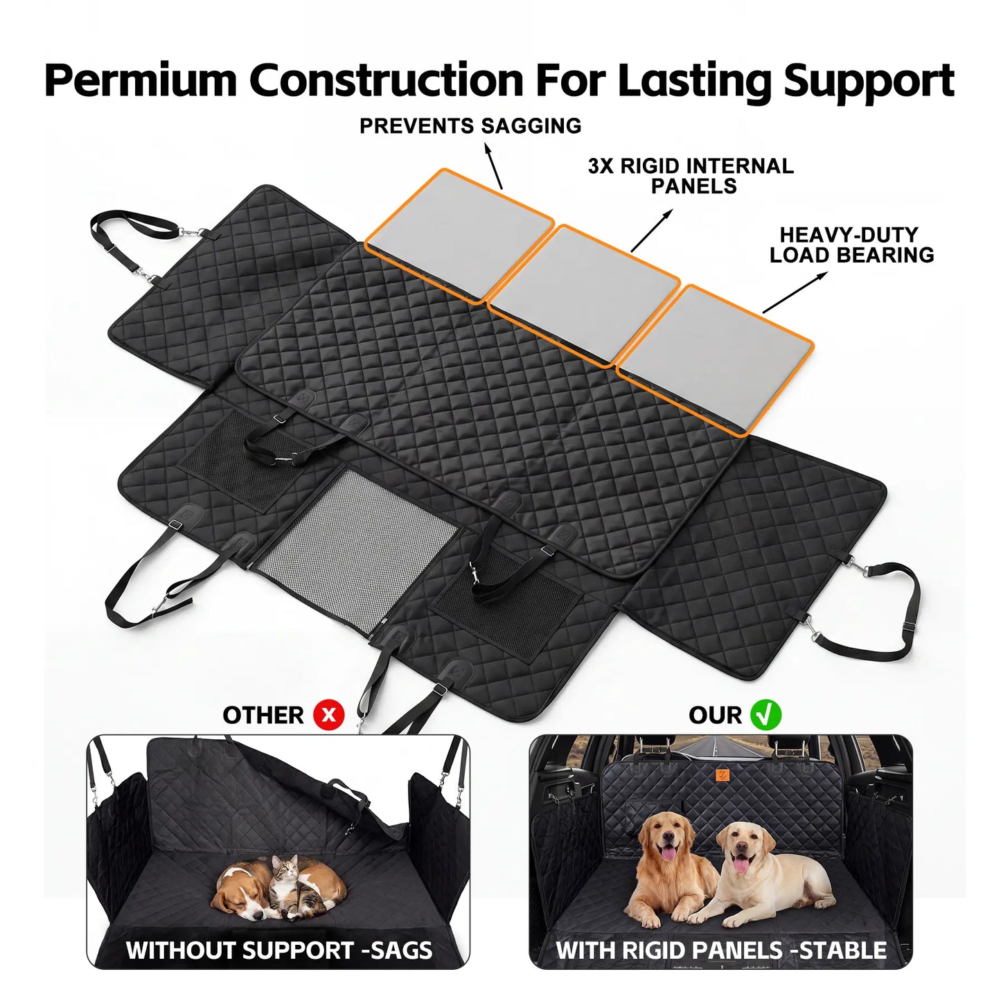 Waterproof Pet Car Hammock with Mesh Window