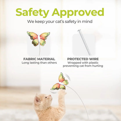 Motion Activated Cat Toy 3-In-1 Spinning Butterfly Rolling Ball & Shooting Ribbon Interactive